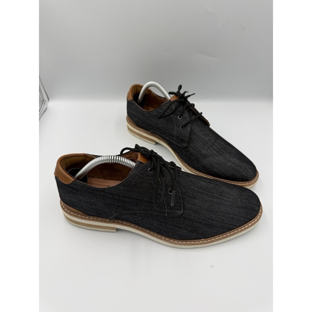 Florsheim Highland Oxford Shoes Men's Size 9M Gray Black Canvas Lace Up Leather